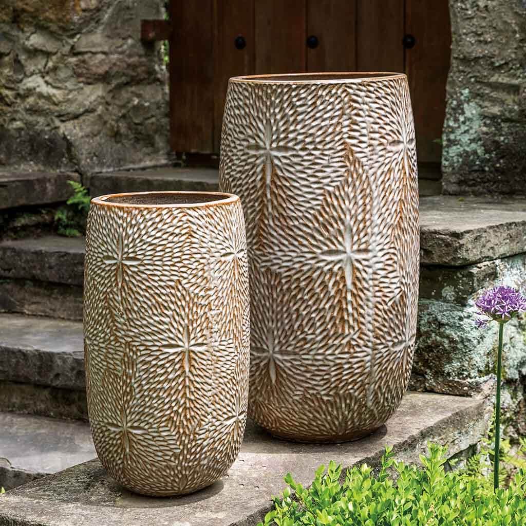 Sand Dollar Planter, Tall - Cafe Au Lait - S/2