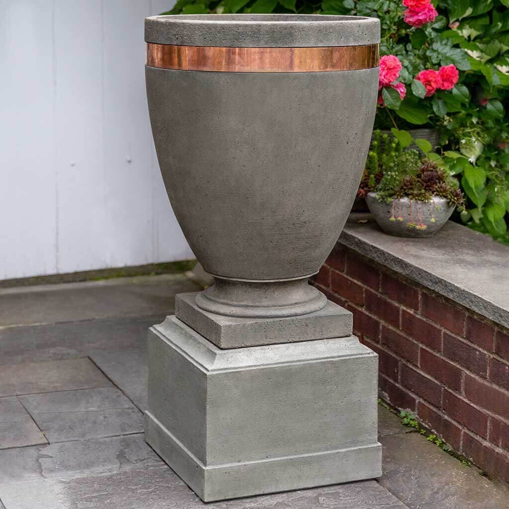 Moderne Tall Planter with Rustic 12 Pedestal