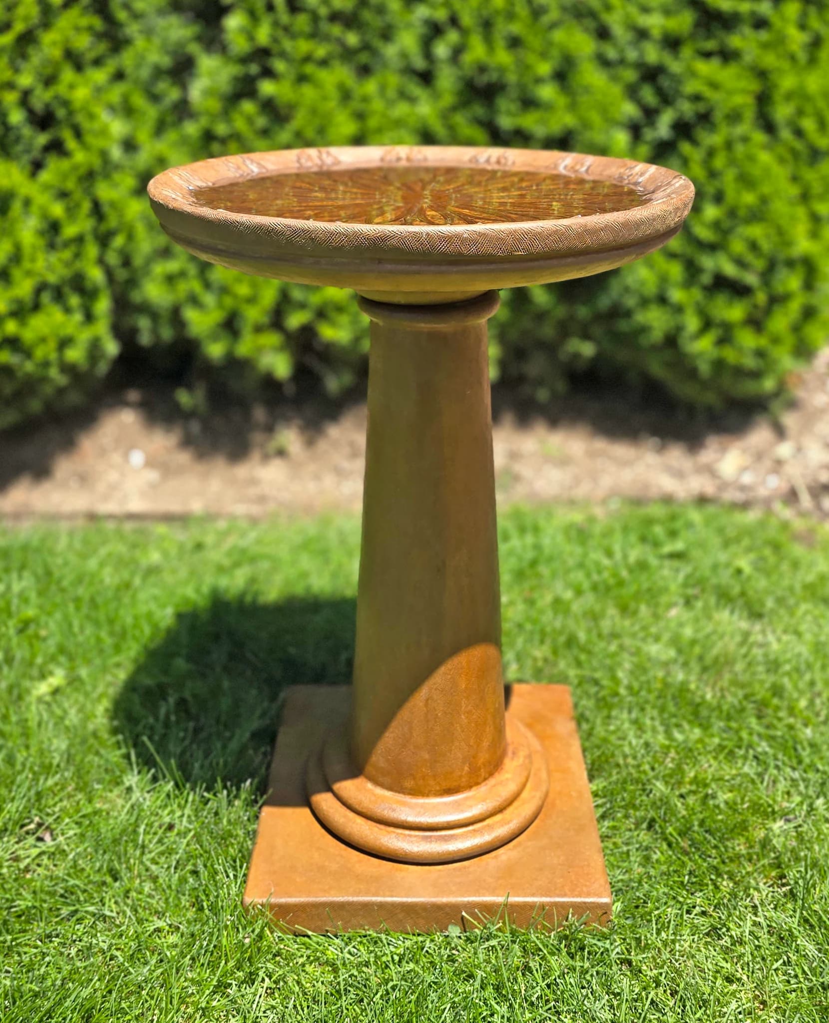 Golden Grain Birdbath
