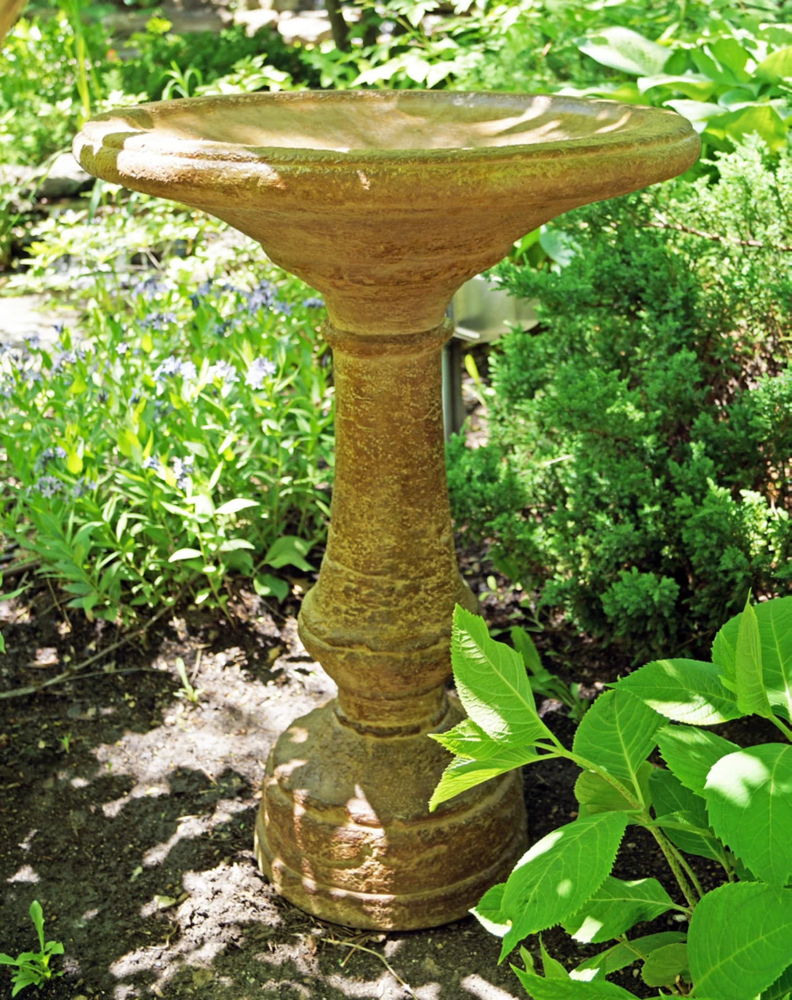 Wide Weathered Birdbath