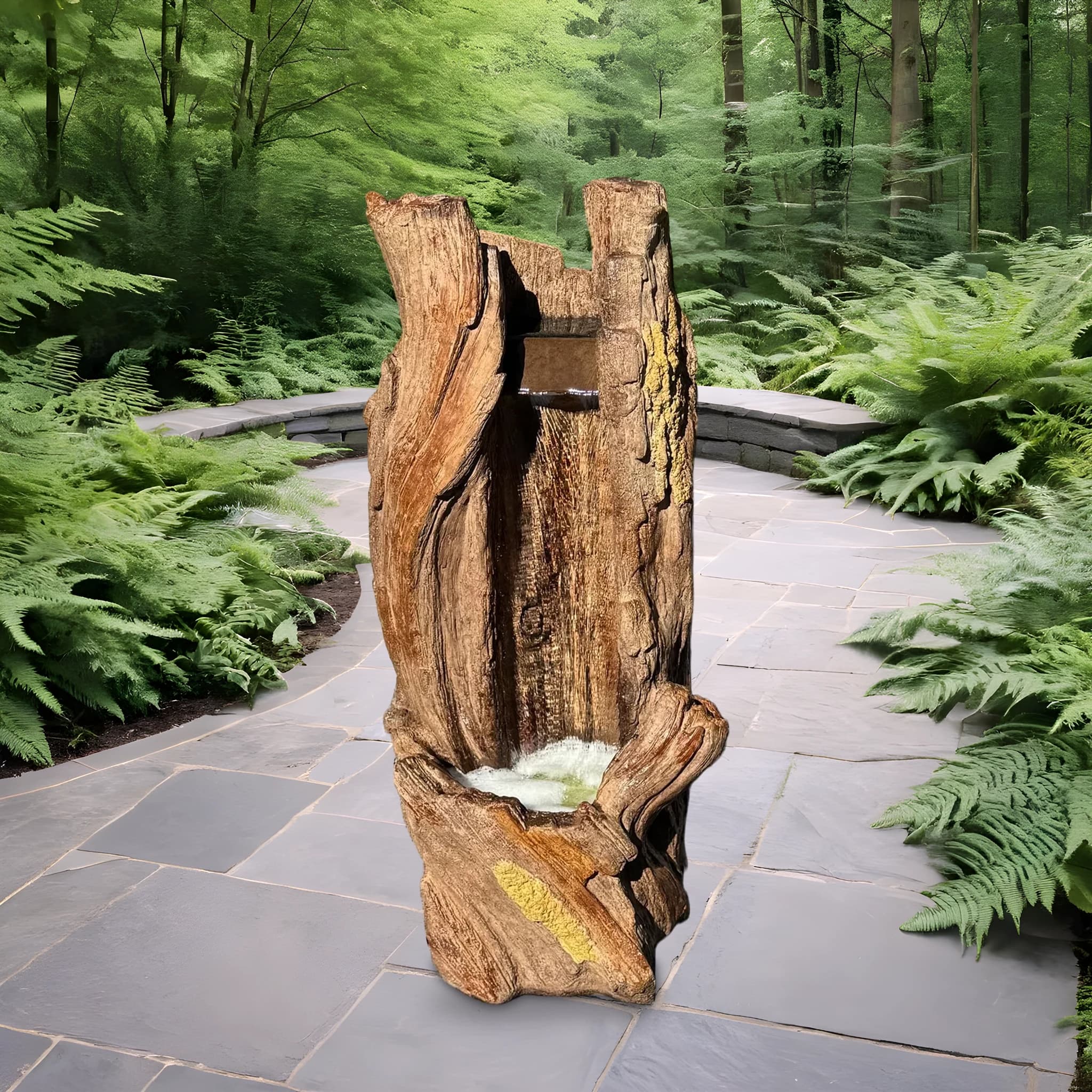Waterfall Log Fountain
