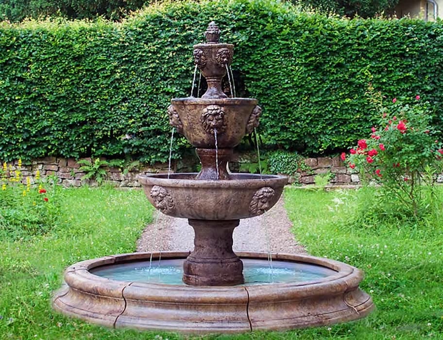 Three-Tier Leonesco in Toscana Pool Fountain, New Surround (16 pc.)