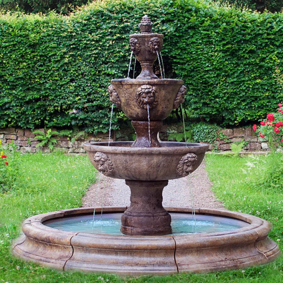 Three-Tier Leonesco in Toscana Pool Fountain, Original Surround (16 pc.)