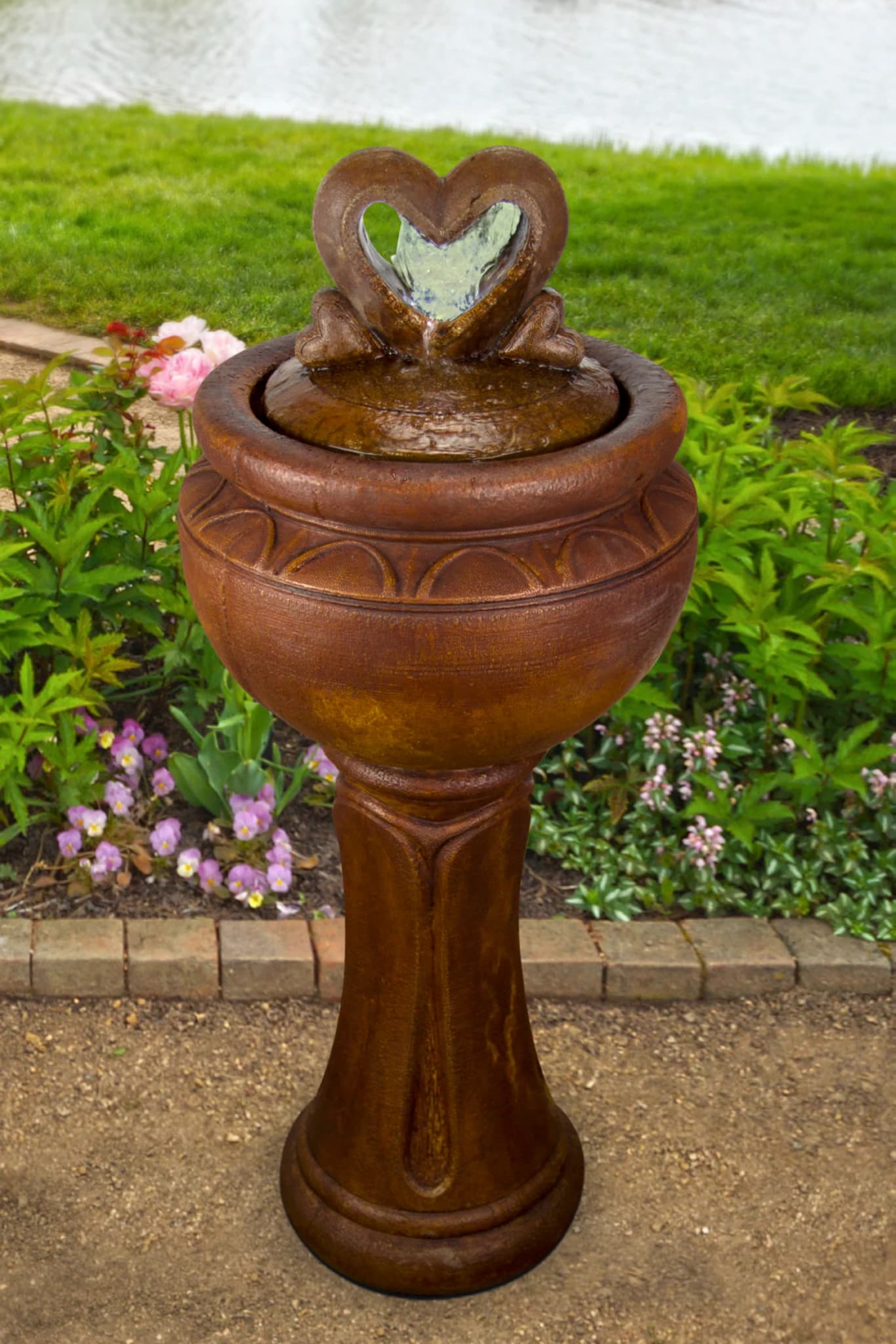 Tall Heart of Hearts Patio Bubbler Fountain