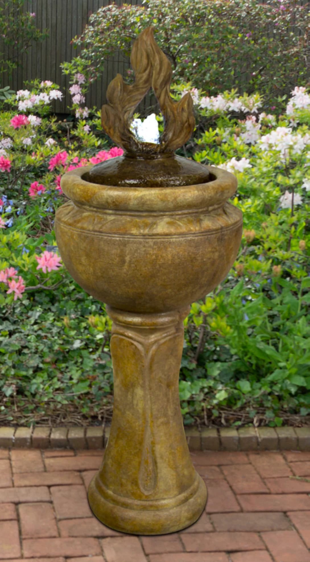 Tall Fiery Flame Patio Bubbler Fountain