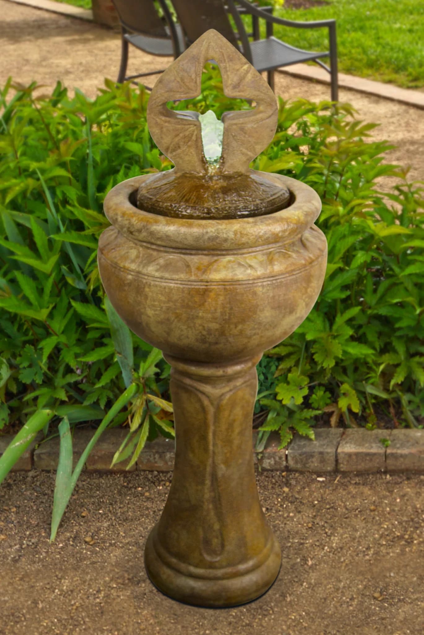 Tall Antique Cross Patio Bubbler Fountain