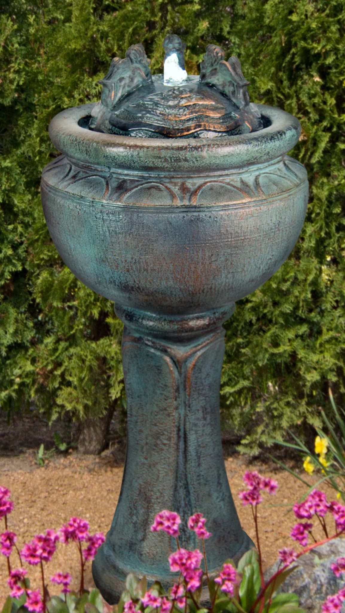 New Tall Cherub Patio Bubbler Fountain