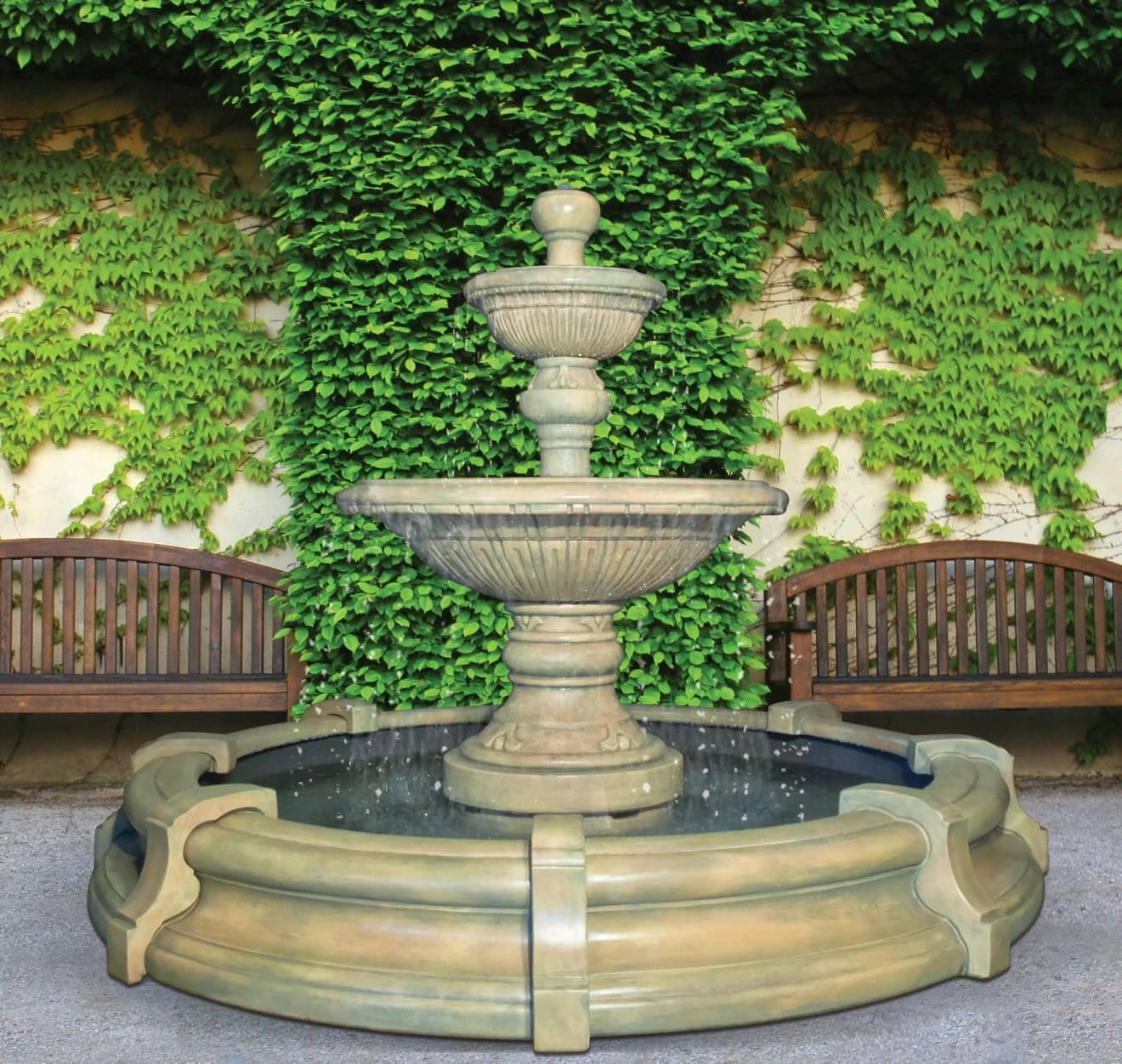 Traviata Two-Tier Fountain in Toscana Pool, New Surround (15 pc.)
