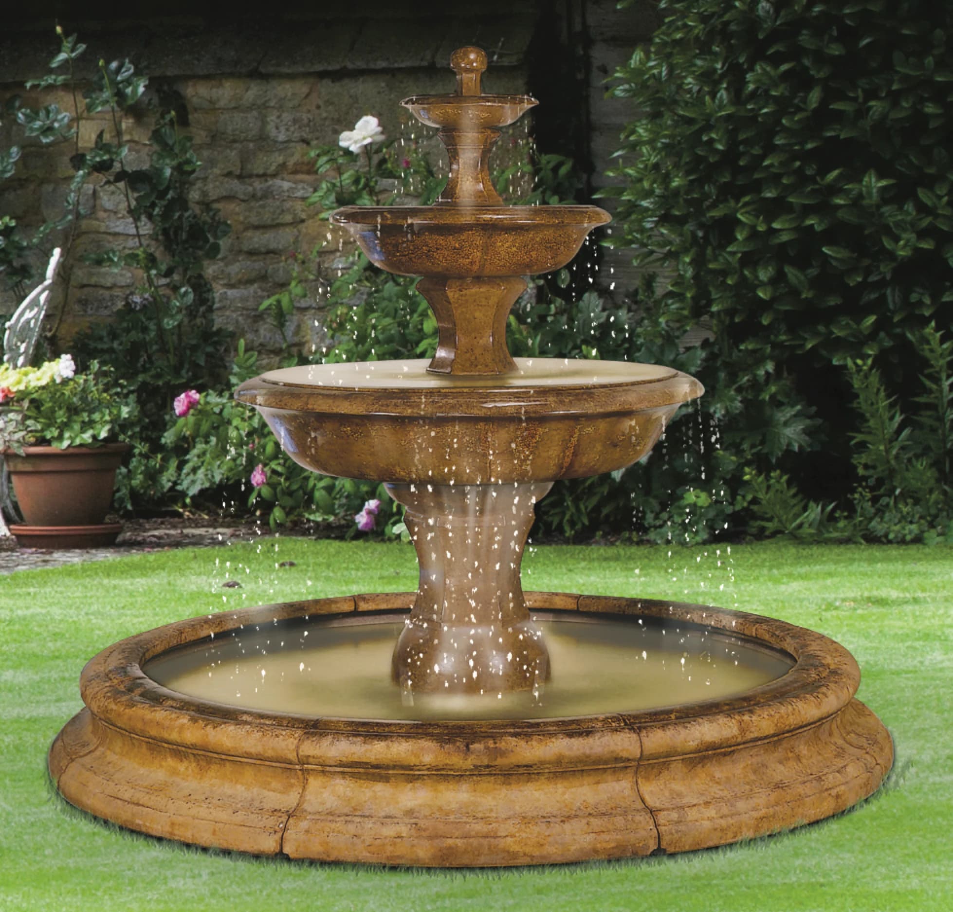 Grande Barrington Fountain in Toscana Pool, Original Surround (15 pc.)