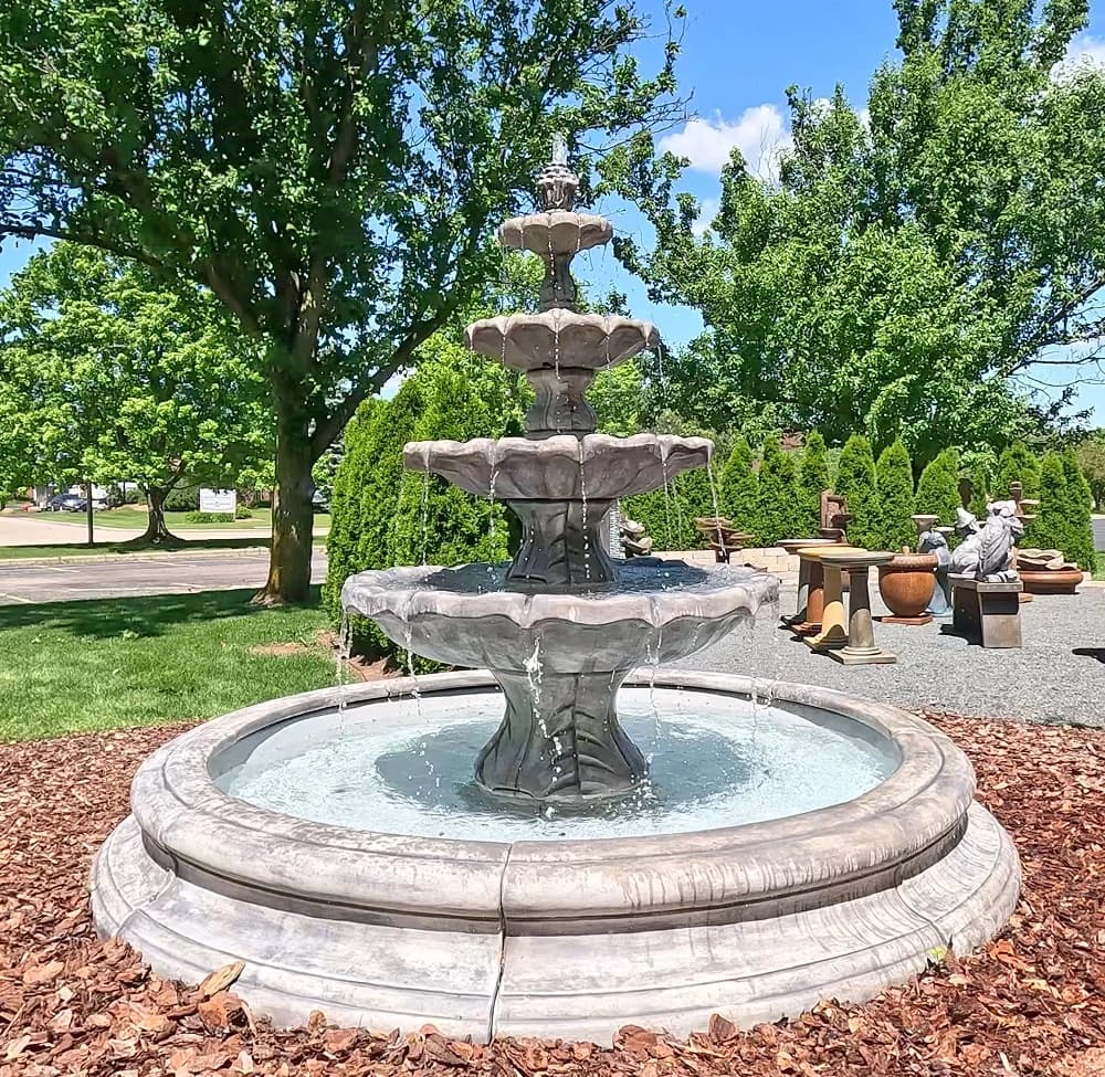 Classical Finial Four-Tier Spill Fountain in Toscana Pool