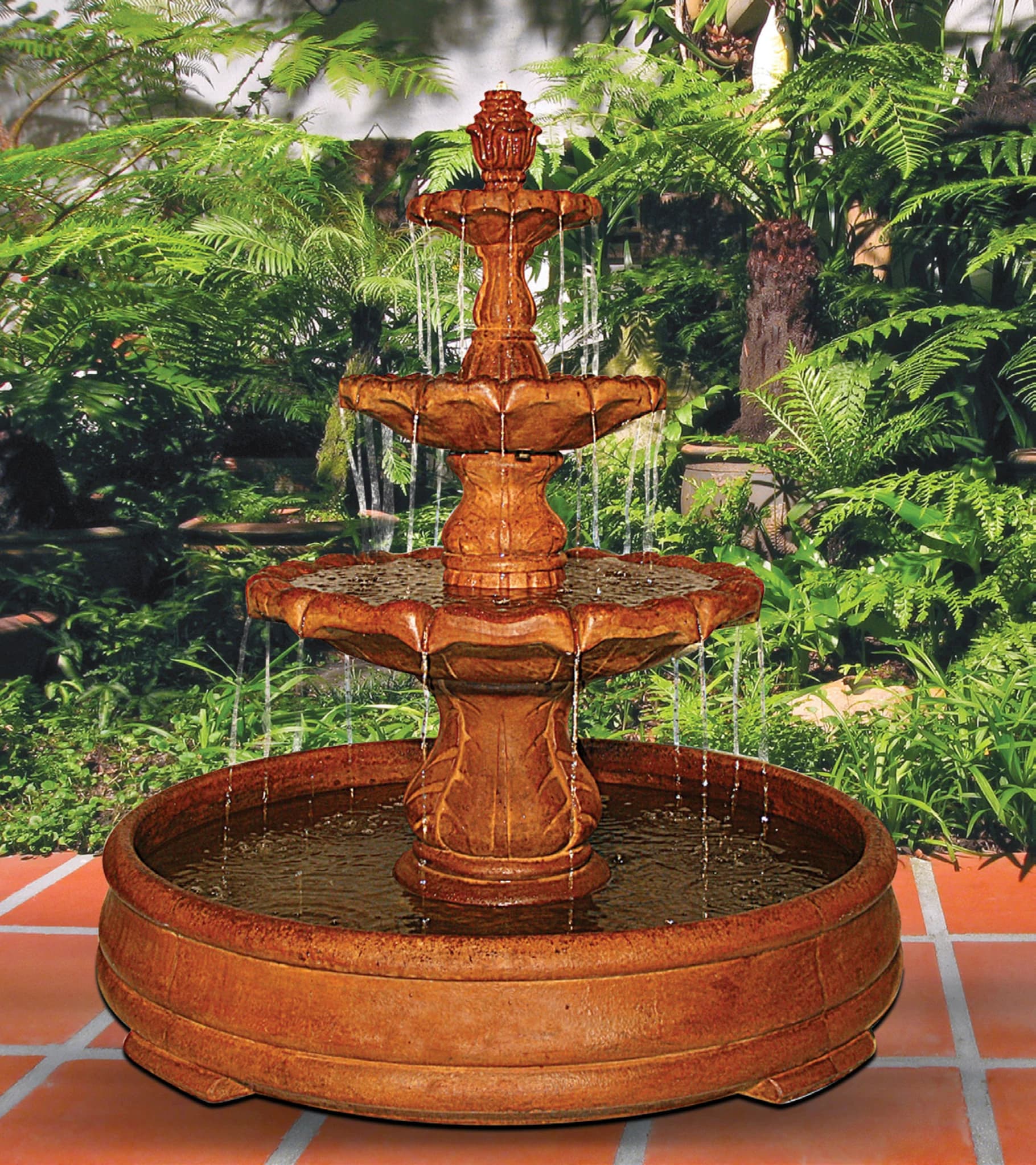 Classical Finial Three-Tier Fountain in Grando Pool