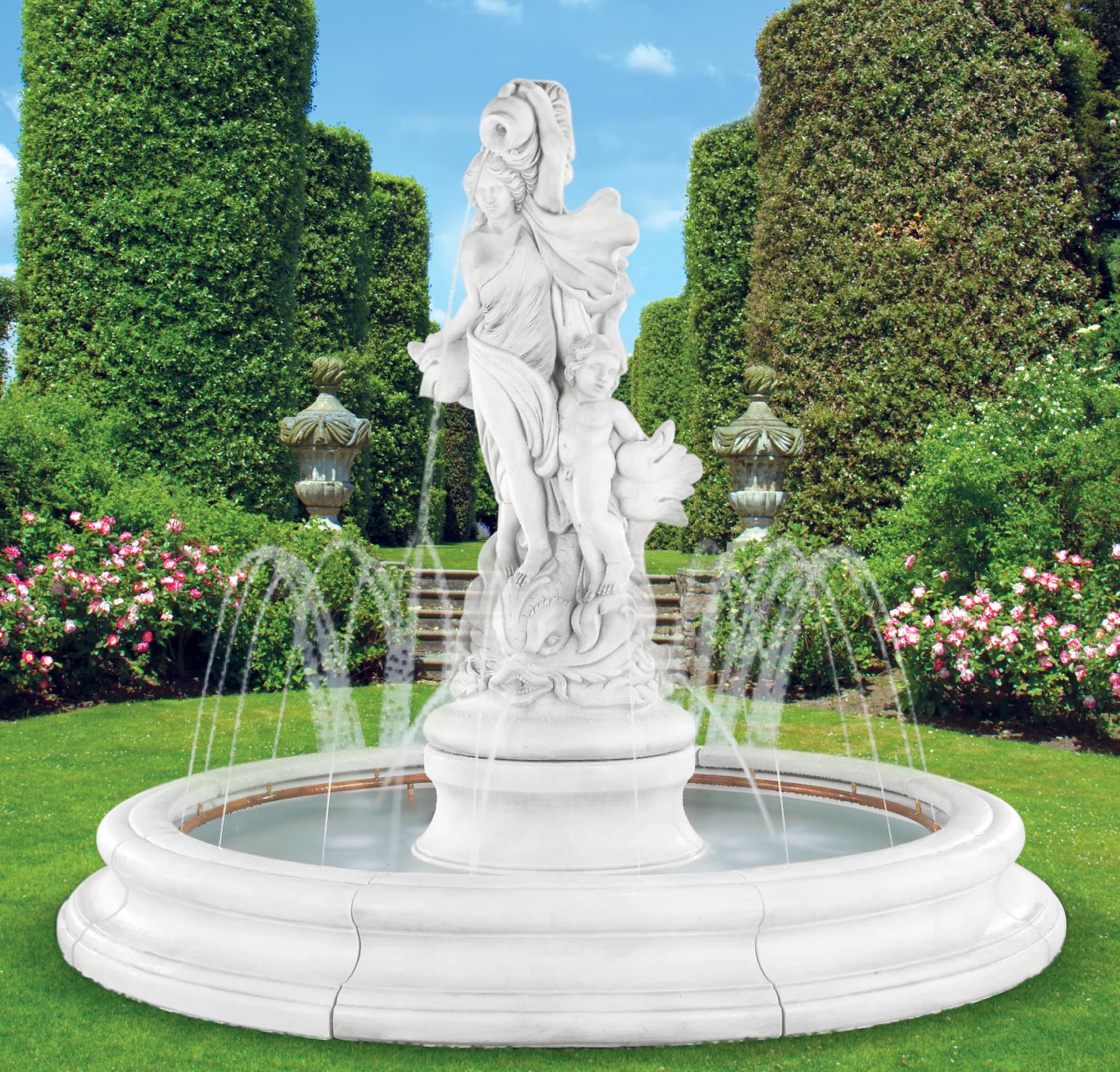 Venus With Dolphins Fountain with Spray Ring